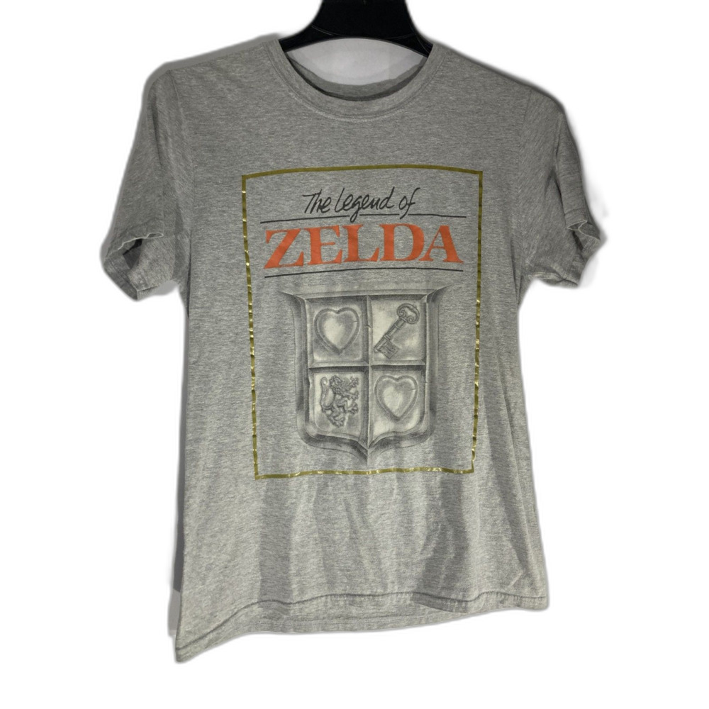 Nintendo Legend of Zelda Original Box Art Logo Graphic T-Shirt Gray S